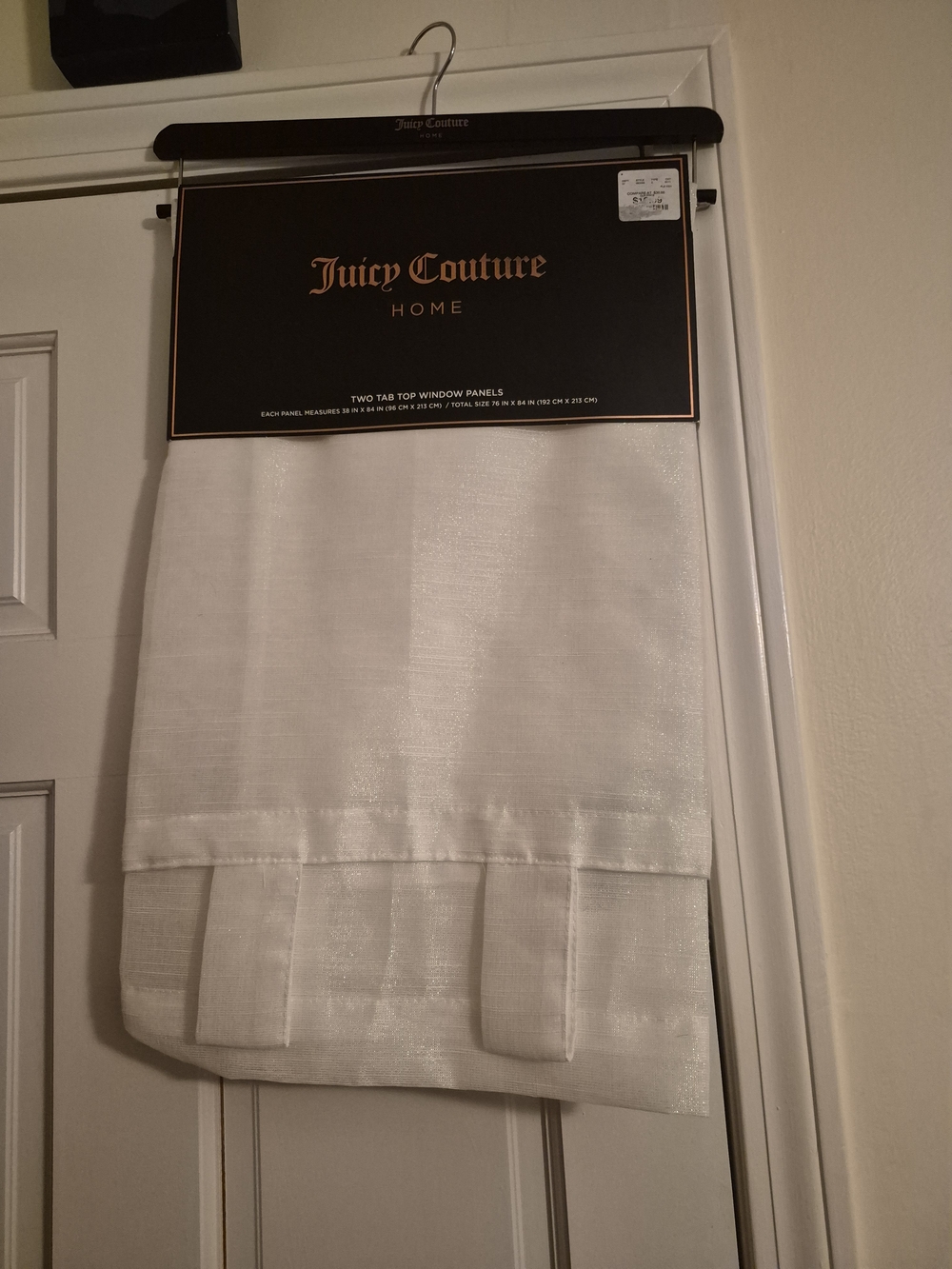 Juicy Couture White Shiny Tab-Top Window Panels 38x84